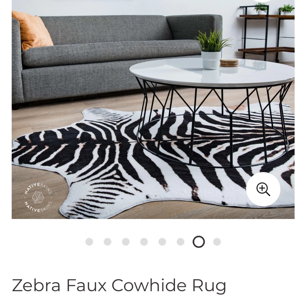 Native Zebra Print Faux Cowhide Rug - Picture 4 of 5